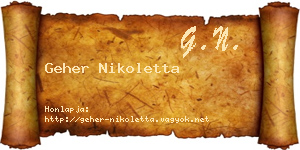 Geher Nikoletta névjegykártya